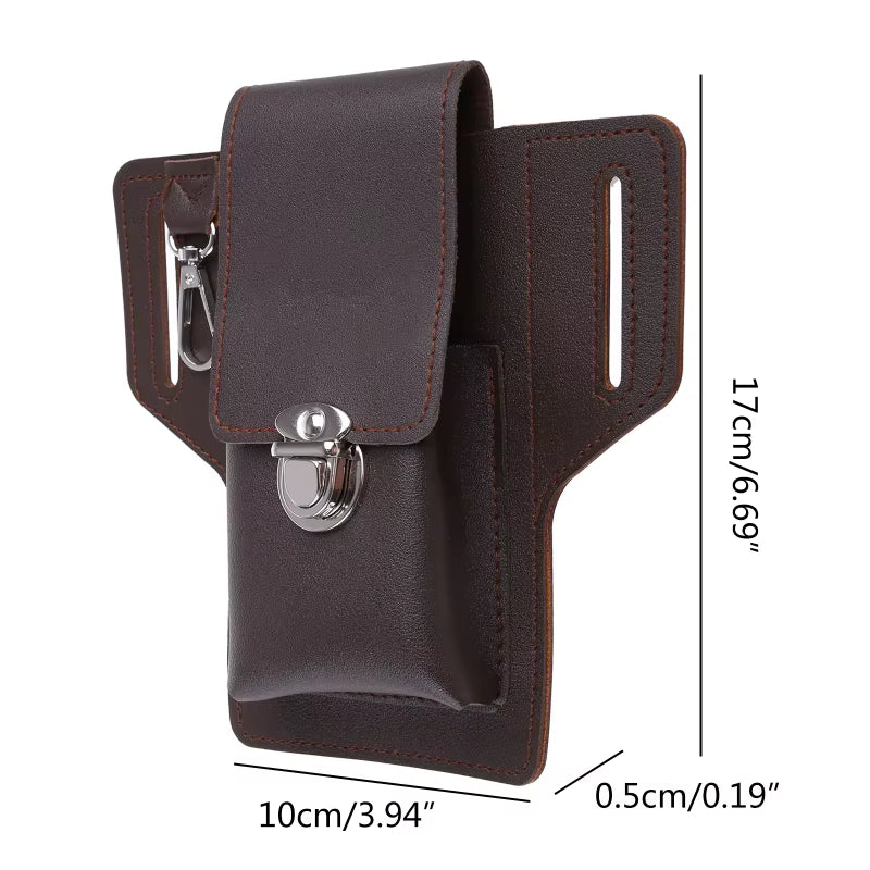 Men Vintage Leather Waist Bag Phone Pouch Sport Belt Hip Belt Hook Loop Holster Wallet Carry Case Purse