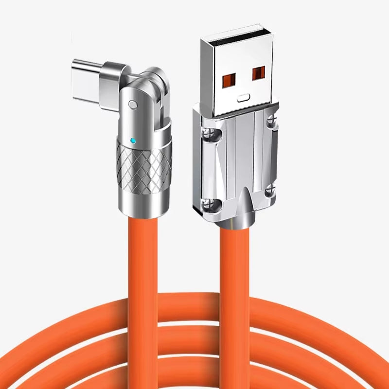 120W USB Type C Cable 180° Rotating 6A Fast Charge Cable for Samsung S22 S21 S20 Ultra Huawei Xiaomi 12 Mobile Phone Cable