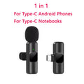 K60 New Wireless Lavalier Microphone Portable Audio Video Recording Mini Mic for Iphone Android Live Broadcast Gaming Phone Mic