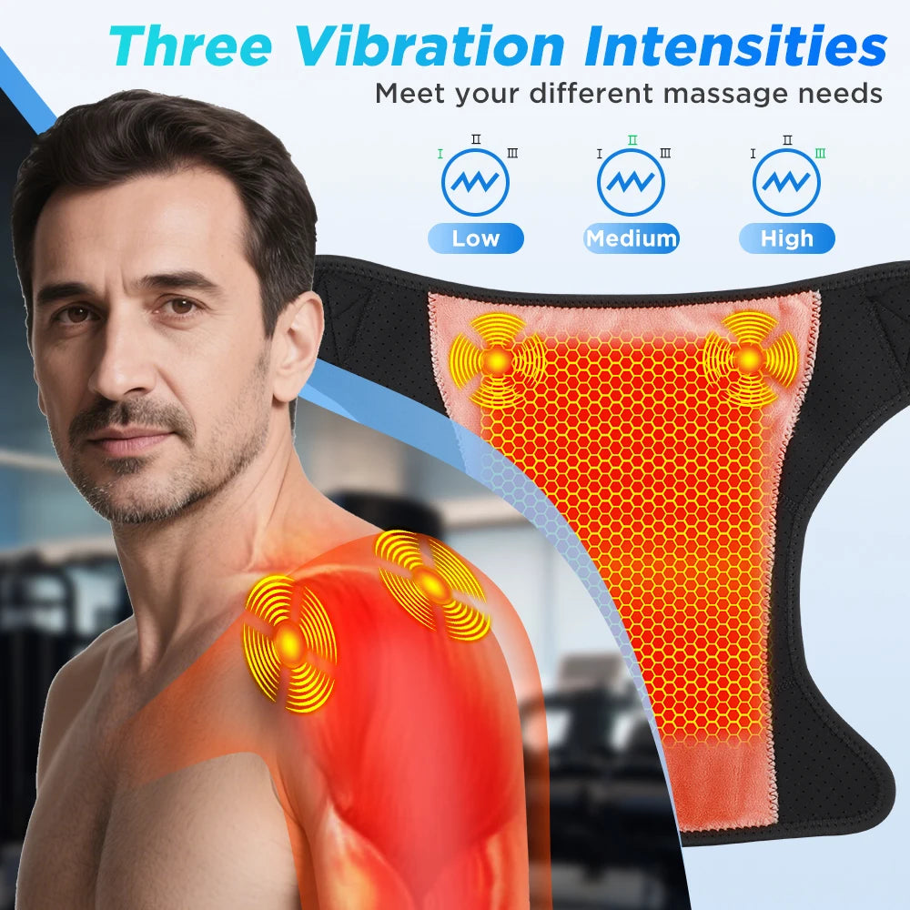 Detachable Wireless APP Control Electric Heating Vibration Shoulder Knee Massager Brace 3 Levels Timer Shoulder Massage Belt Bra
