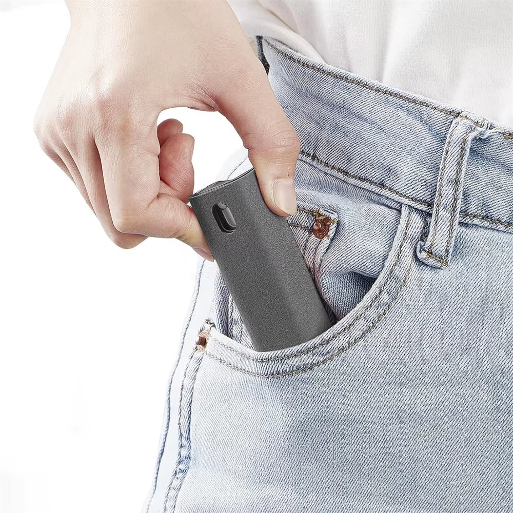 2 in 1 Phone Screen Cleaner Spray Computer Screen Dust Removal Microfiber Cloth Set Cleaning Artifact without Cleaning Liquid