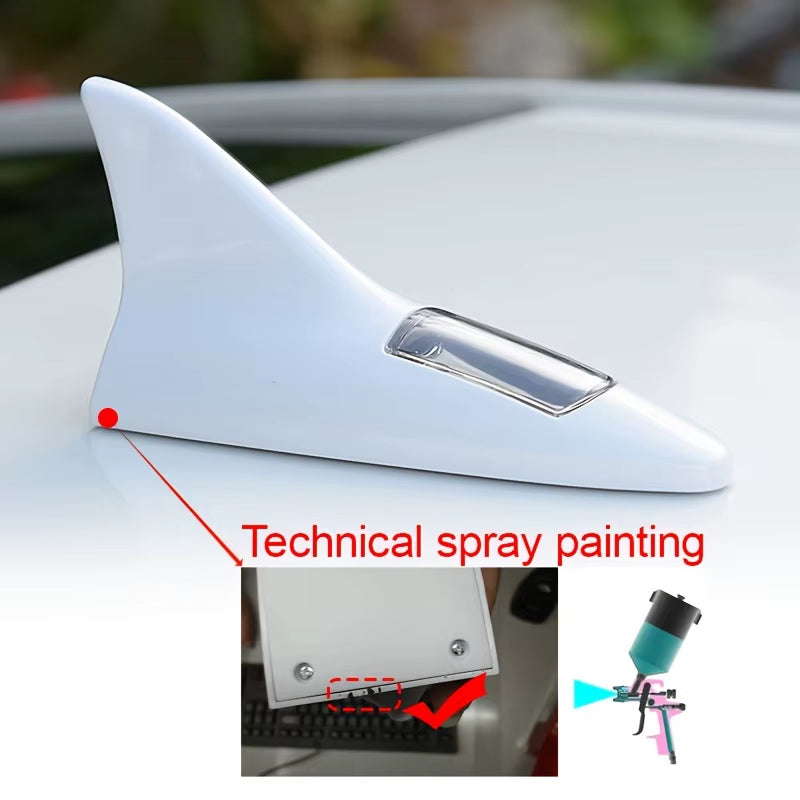 Universal Car Shark Fin Antenna Roof Tail Modification Light with Solar LED Light Car Antenna Driving Safety Warning Light