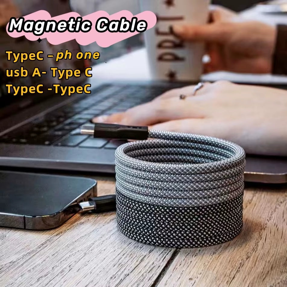 100W Magnetic Cable USB C to Type C Fast Charger for Iphone15 Xiaomi USB a to Typec Data Charging Wire Tablets Macbook Samsung