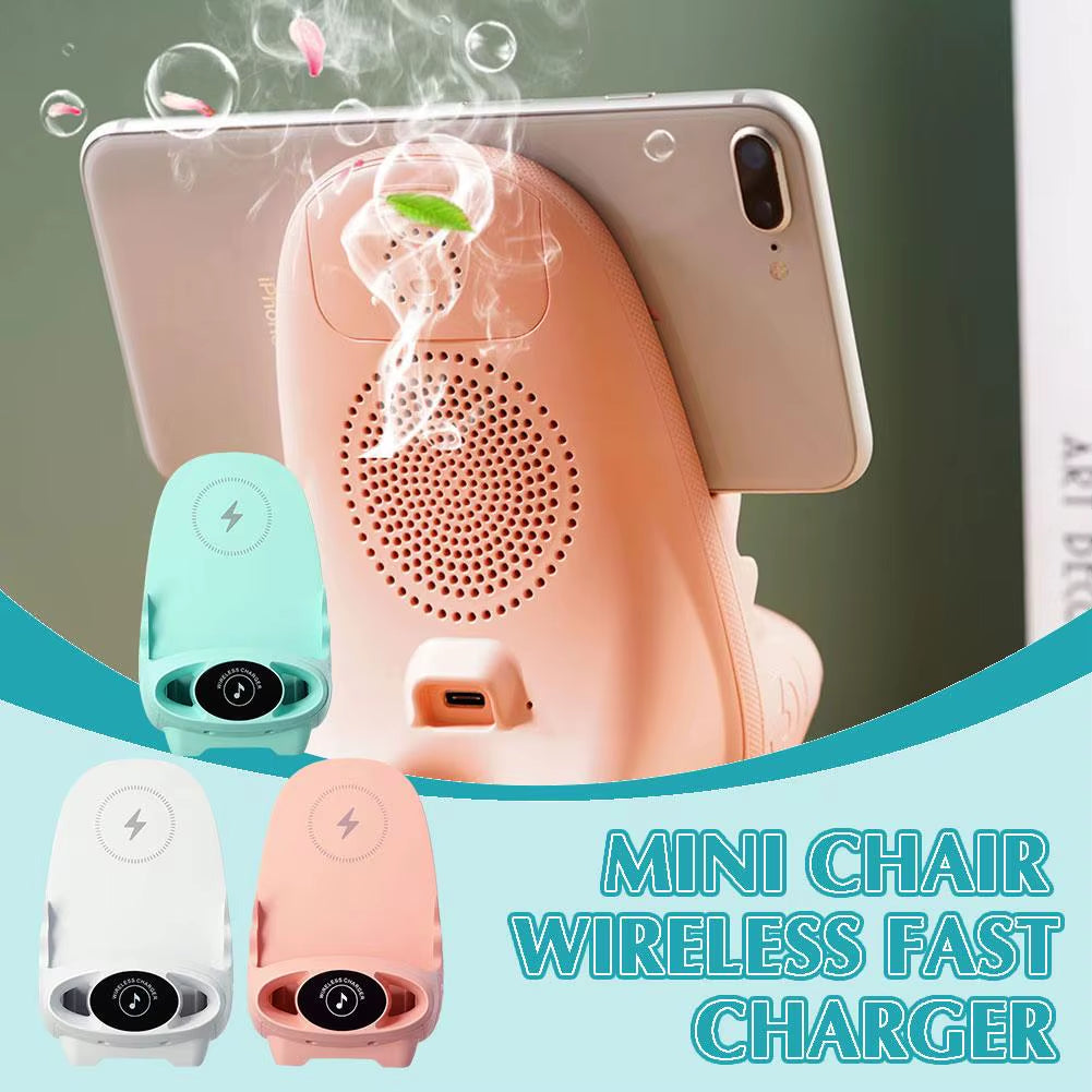 Wireless Charging Stand Portable Mini Chair  Holder Charger Holder Chair 15W Charging Phone Desktop S7S0