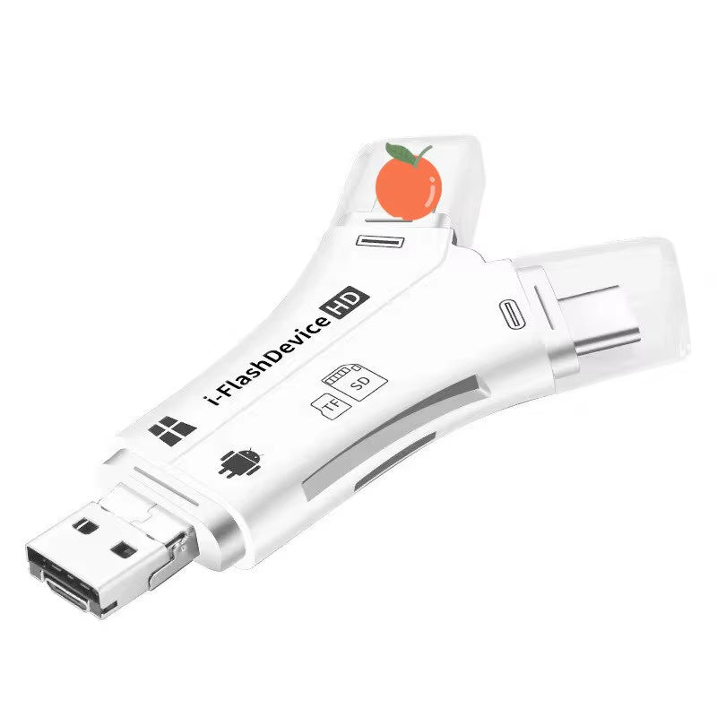 Usb2.0+Micro+Type-C+Lightning 4-In-1 Multi-Interface Card Reader for SD/TF Card for Phone Android Ipad I-Flashdevice
