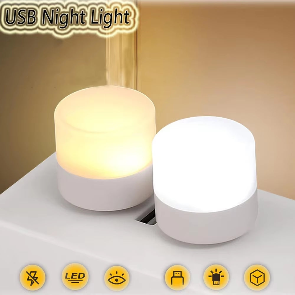 Mini USB Light LED Night Table Lamp Lights Room Plug Book Reading Decorating Items Warm White Eye Protections Wholesale Bedroom