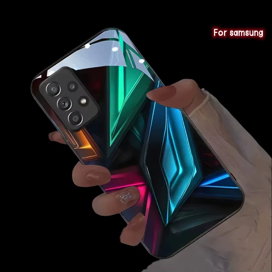 Shiny LED Flash Case for Galaxy Z Fold 6 5 4 Luminous Cover Case for Samsung M15 M14 M52 M55 M34 M32 M13 M12 A35 A55 Light Shell