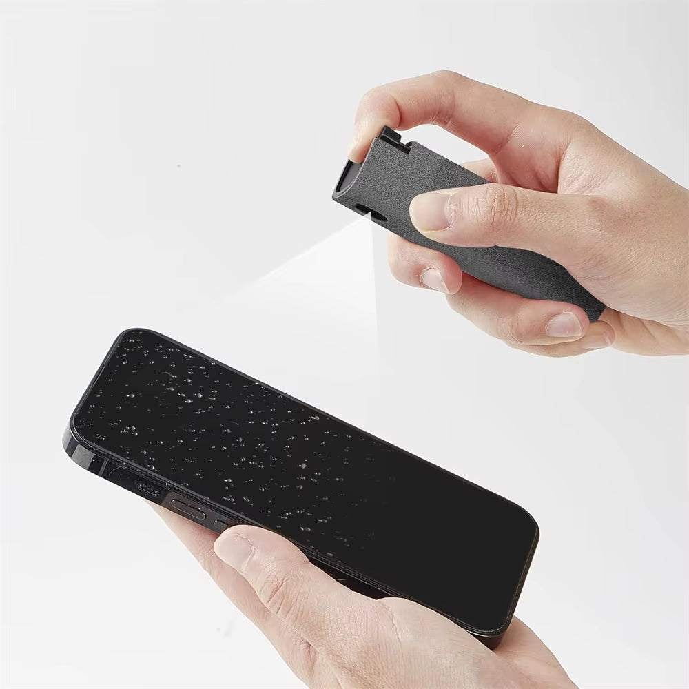 2 in 1 Phone Screen Cleaner Spray Computer Screen Dust Removal Microfiber Cloth Set Cleaning Artifact without Cleaning Liquid