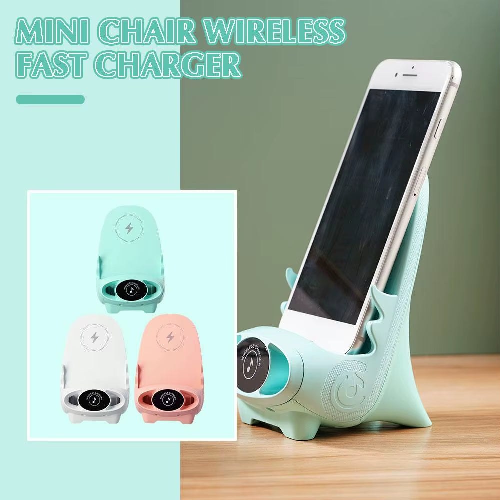 Wireless Charging Stand Portable Mini Chair  Holder Charger Holder Chair 15W Charging Phone Desktop S7S0