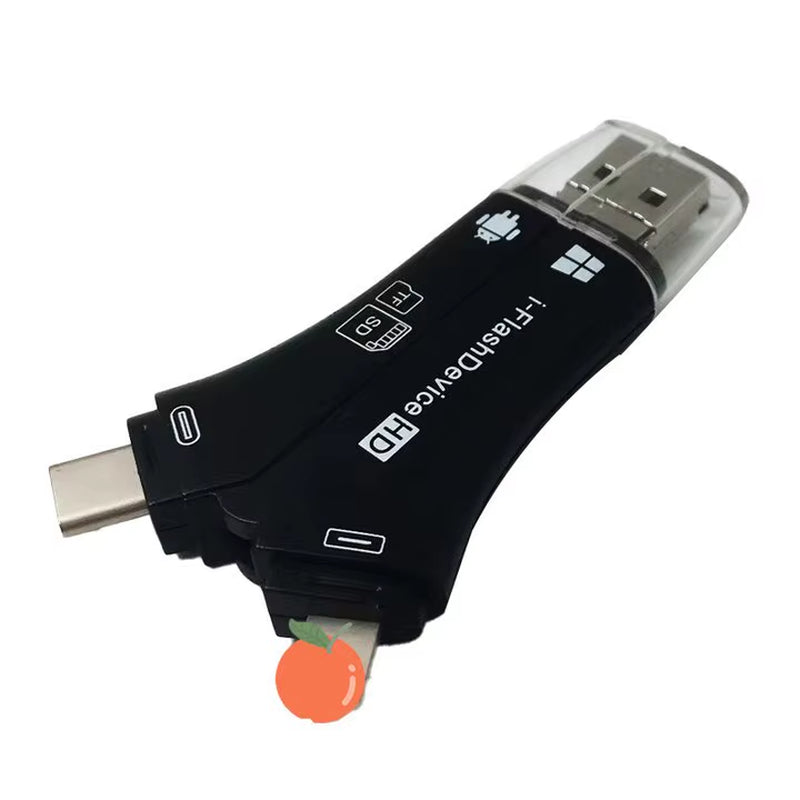 Usb2.0+Micro+Type-C+Lightning 4-In-1 Multi-Interface Card Reader for SD/TF Card for Phone Android Ipad I-Flashdevice