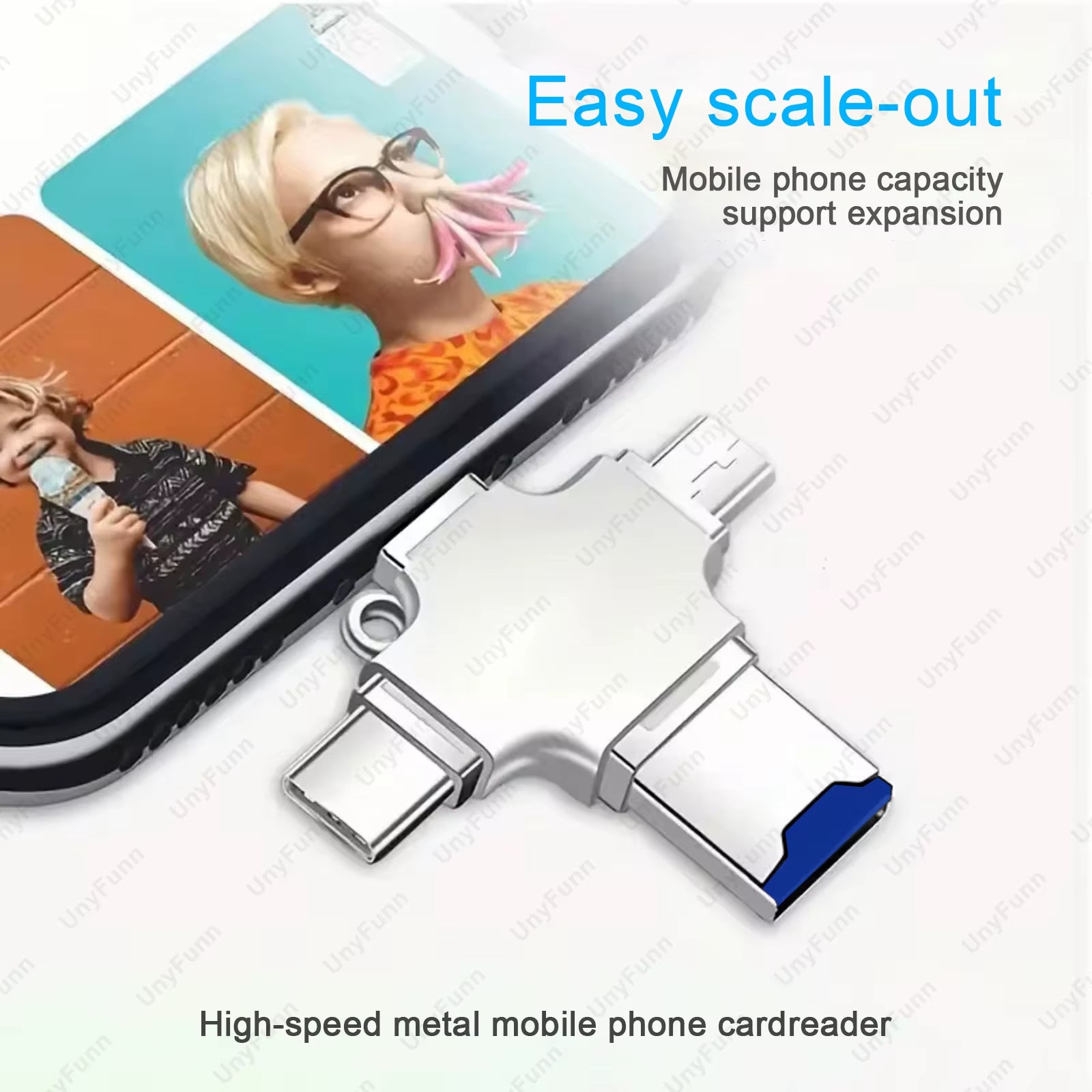 4-In-1 Memory Card Reader for Ios Android Mobile Phone PC TYPEC USB to Micro SD TF Card Reader for Iphone Huawei Samsung Xiaomi