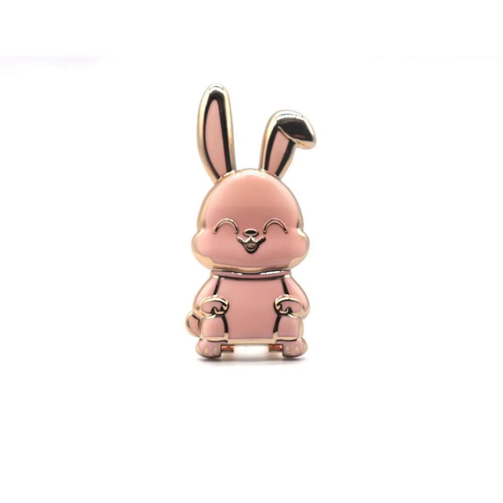 Ring Buckle Car Mount Stand 3D Folding Back Sticker Pad Mobile Phone Holder Pull Rod Support Phone Stand Rabbit Ring Bracket