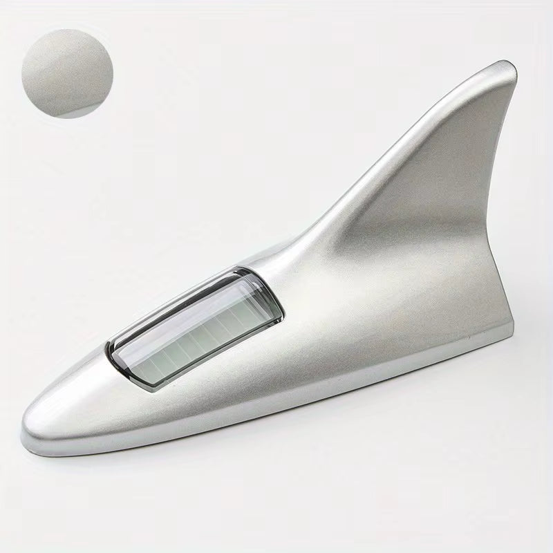 Universal Car Shark Fin Antenna Roof Tail Modification Light with Solar LED Light Car Antenna Driving Safety Warning Light