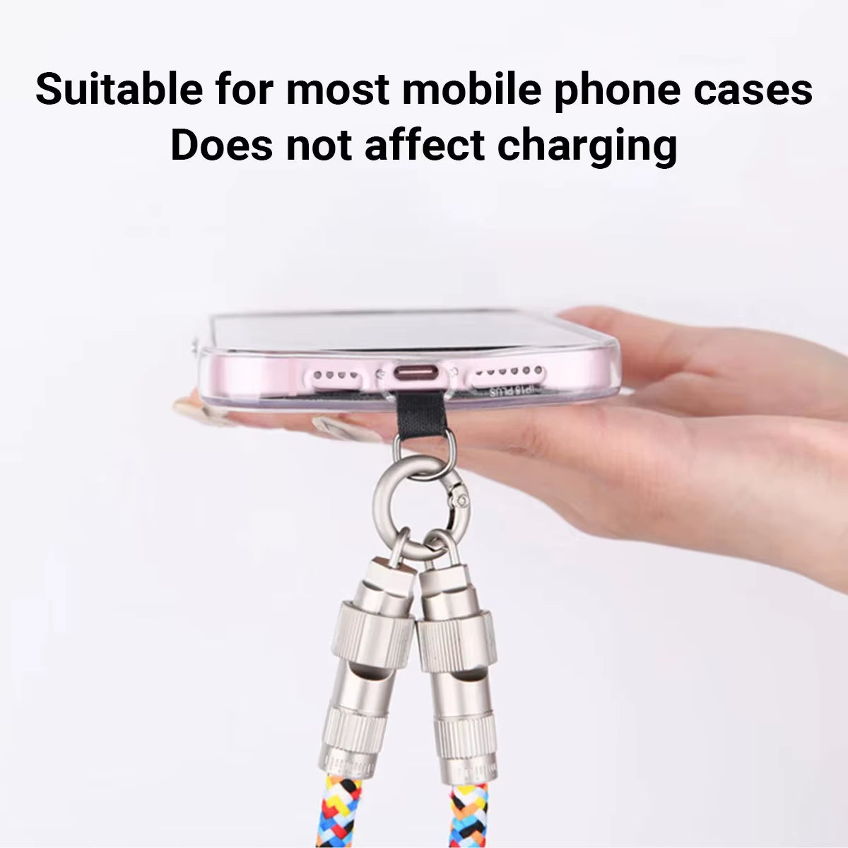 2 in 1 Fashionable Mobile Phone Lanyard PD 60W C to C Charging Cable Zinc Alloy Lock More Convenient and Safer for Mobile Iphone