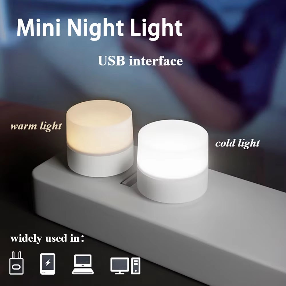 Mini USB Light LED Night Table Lamp Lights Room Plug Book Reading Decorating Items Warm White Eye Protections Wholesale Bedroom