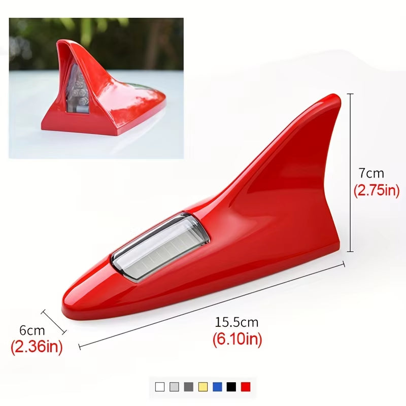Universal Car Shark Fin Antenna Roof Tail Modification Light with Solar LED Light Car Antenna Driving Safety Warning Light