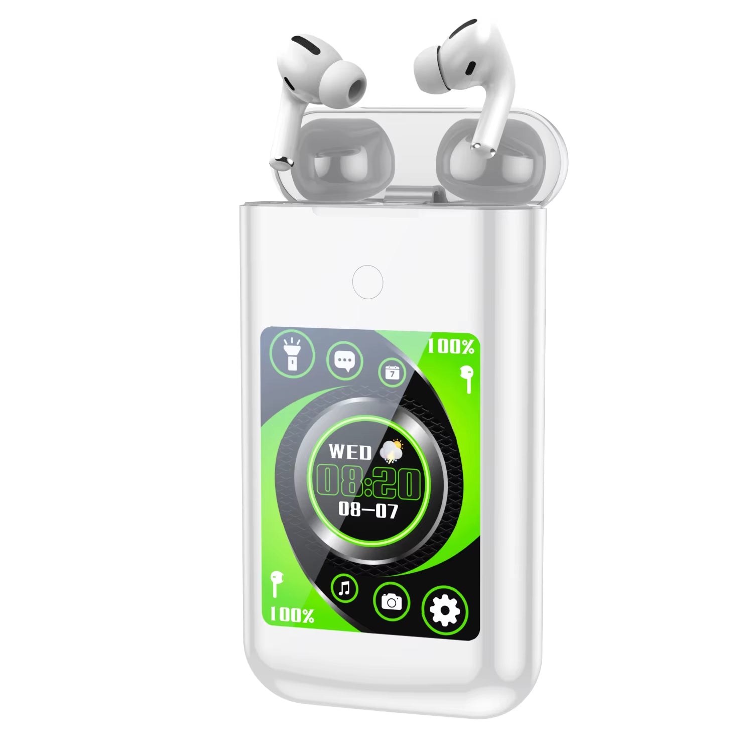Multiple Function in Ear Bluetooth Wireless Earphone Charging Case with 2.8" Touch Screen Power Bank Headphone Music Game