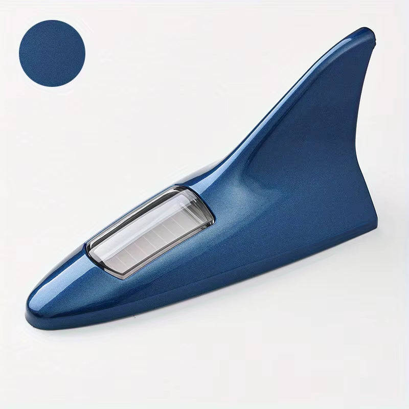 Universal Car Shark Fin Antenna Roof Tail Modification Light with Solar LED Light Car Antenna Driving Safety Warning Light
