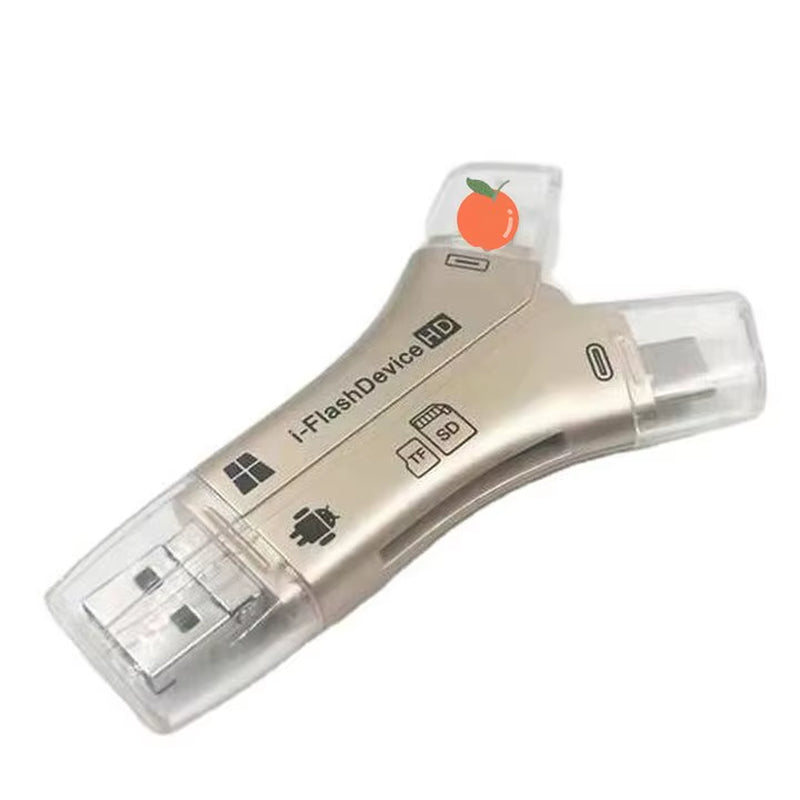 Usb2.0+Micro+Type-C+Lightning 4-In-1 Multi-Interface Card Reader for SD/TF Card for Phone Android Ipad I-Flashdevice
