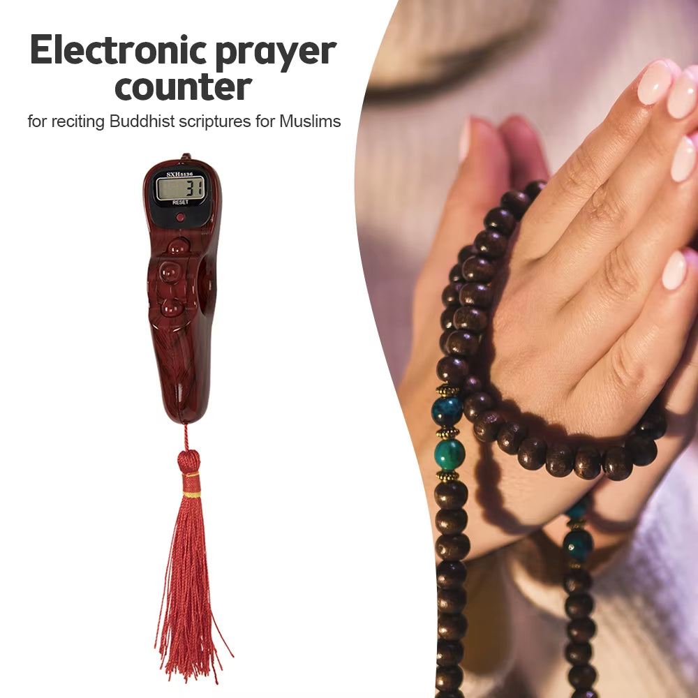 Hand Counter Portable Digital Beads Counter Led Digital Electronic Rosary Beads Tally Toy Tassel with LED Easy Resettable