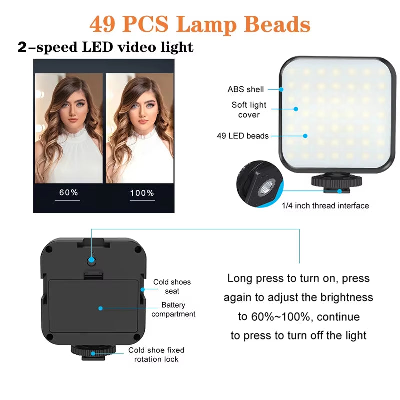 Phone Holder Photography Lighting Smartphone Video Kit Microphone LED Selfie Tripod Recording Handle Portable Stabilizer Bracket