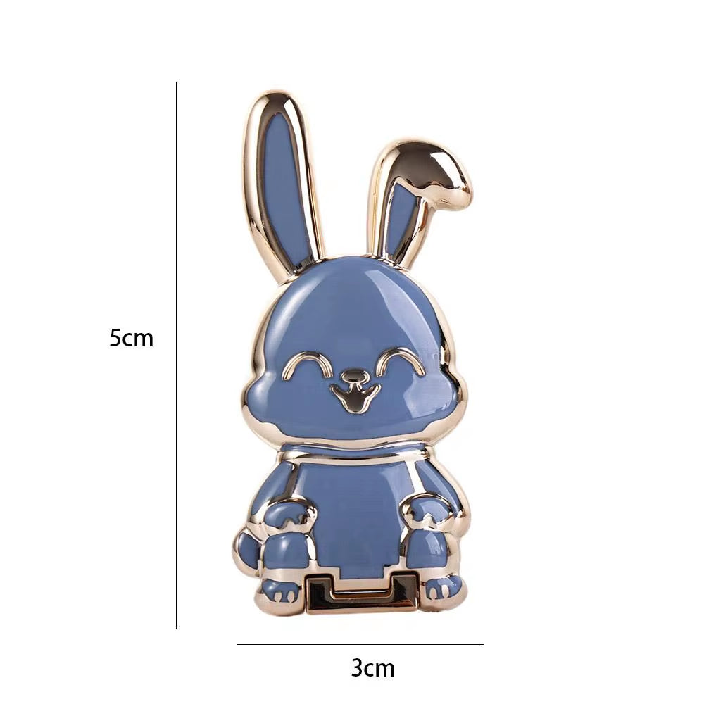 Ring Buckle Car Mount Stand 3D Folding Back Sticker Pad Mobile Phone Holder Pull Rod Support Phone Stand Rabbit Ring Bracket