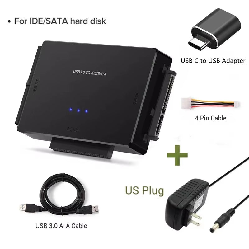 USB 3.0 to SATA IDE Hard Disk Adapter Converter Cable for 3.5 2.5 Inch HDD/SSD CD DVD ROM CD-RW 3 in 1 IDE SATA Adapter