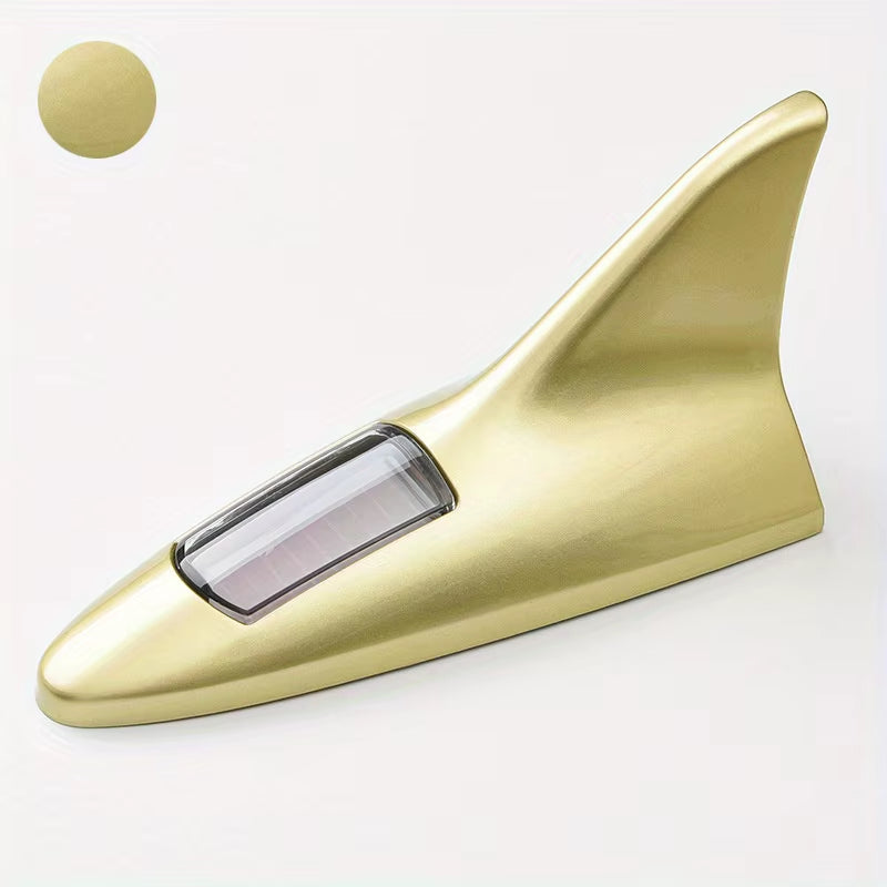 Universal Car Shark Fin Antenna Roof Tail Modification Light with Solar LED Light Car Antenna Driving Safety Warning Light